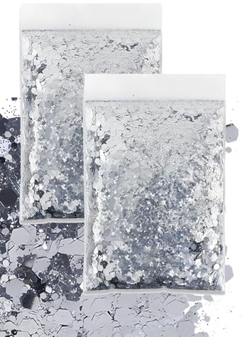 GIUSOBG 100g Glitter Polvere 3 Dimensioni Mescolare Paillettes Polvere Glitterata, Glitter per Artigianato per Lavoretti Creativi Creazione Artigianato Fai da Te (Argento)