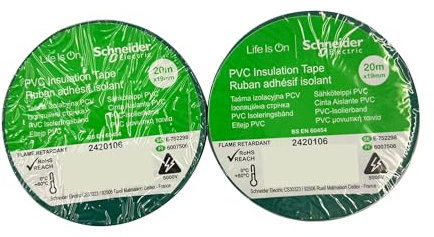 huzur elektrik Colored Electrical Tape | Electrical Insulation Tape for Indoor Wiring Harnesses | High Quality Vinyl, Wear-Resistant, Moisture-Resistant, Corrosion Resistant, Alkaline (2, Green)