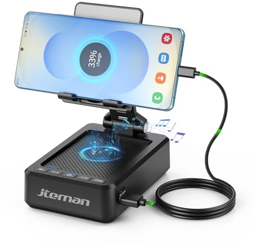 JTEMAN Regalo per uomini e donne, supporto per telefono con altoparlante Bluetooth e funzione di ricarica, supporto di ricarica pieghevole per telefono, idea di compleanno gadget tecnologici per la