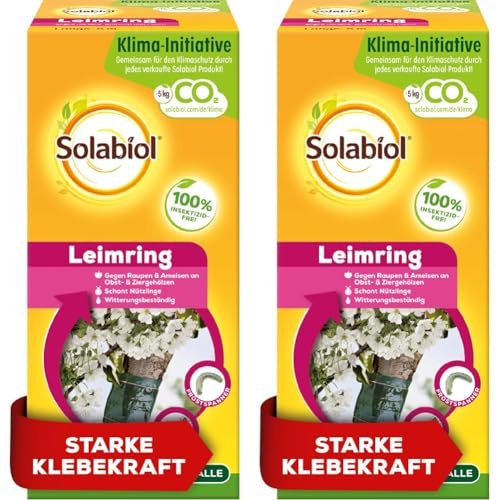 Solabiol Leimring, insektizidfreier Raupenleimring inkl. Bindedraht, gegen Raupen, Ameisen und andere Schädlinge, 5 Meter, Grün (Packung mit 2)