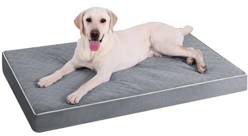 KSIIA Cuccia Cane Interno Taglia Grande, 104x68x8cm, Cuccia per Cani Ortopedico, Letto per Cani Sfoderabile e Lavabile, Cuscino Cane Impermeabile, Base Antiscivolo, Grigio scuro