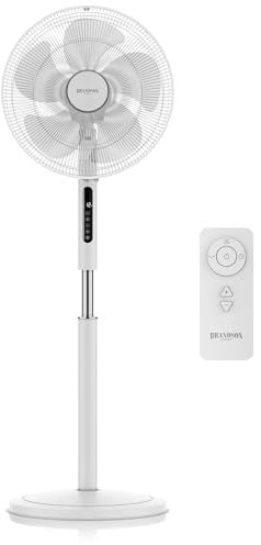 Brandson - DC Standventilator Lüfter Ventilatoren energiesparend ECO - Preisträger 2025 - sehr leise - mit Fernbedienung - Brushless Silent Motor - Oszilation 80° - Ventilator Timer – 12 Stufen