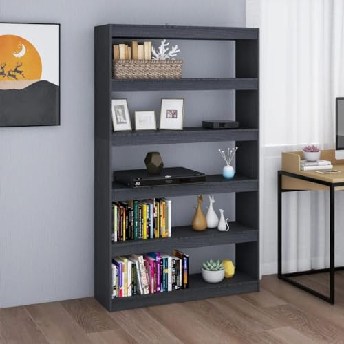 WSJHUHK Meubles, étagères, bibliothèques et étagères debout, armoire à livre/séparateur de pièce, gris, 100 x 30 x 167,5 cm en pin massif