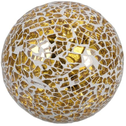 JUMPLAWN Bola Decorativa Esférica de Vidrio Dorado para Decoración de Mesa Moderna, Centro de Mesa para Comedor y Hogar Elegante