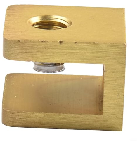 Copper Glass Shelf Clips 32mm Adjustable Support Brackets for Bathroom Cabinet Display Fixed Mount Without Drilling Metal Wall Mount Holder Brackets(S)