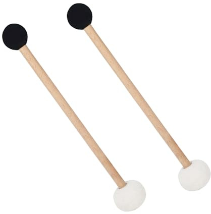 Klangschalen Schlägel 2 Stück Doppelkopf Schlägel mit Holzgriff | Felt und Gummi, Buchenholz, für Glocke und Singing Bowl, Sanfter Klang