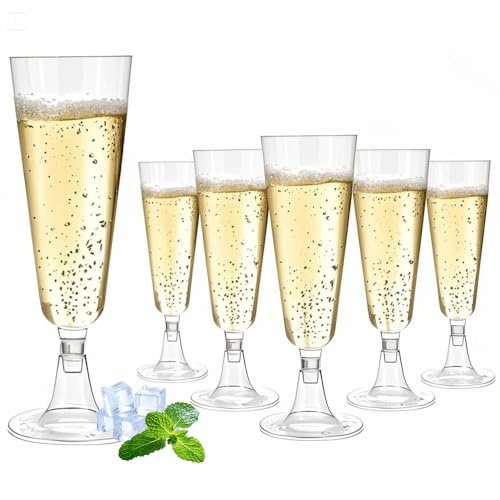 Plastic Champagne Flutes, 30 PCS Plastic Champagne Glasses 150 ml Reusable Prosecco Glasses for Parties Christmas Weddings & Toasts Birthdays Reusable 16 x 5.5 cm Transparent