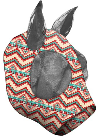 Masque Anti-Mouches Cheval | Protection Faciale Équine - Masque en Tissu Maillé Respirant Protégeant Oreilles Museau et Tête pour COB et Cheval