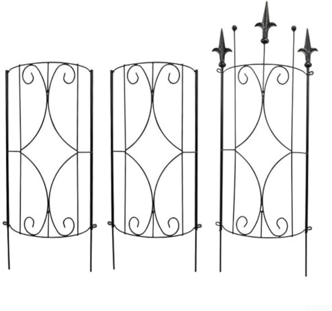 Marco de metal de rejilla para plantas enrejado con diseño curvo para apoyar hiedra y plantas trepadoras, construcción de acero fuerte para aplicaciones de jardín en interiores y exteriores (negro)