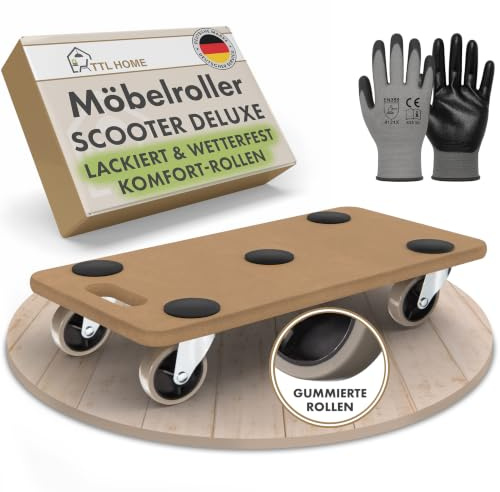 TTL HOME Möbelroller Scooter Deluxe 58x30x11cm - 250kg Traglast 360° Rollen | - Rollbrett Transportroller mit 360° Gummirollen & 5 Anti-Rutsch-Pads sehr Stabil - für schwere Gegenstände Out- & Indoor