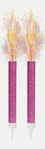 2 Pink Ice Fountain Candles – Sparkling Party Cake Fountain Candles for Birthdays, Weddings & Celebrations – Pack of 2