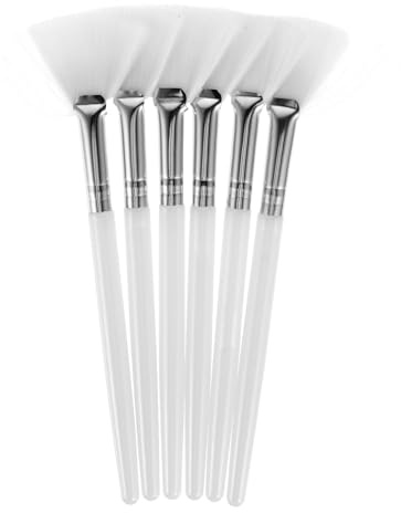 Generic Pack de 6 Pinceles Aplicadores de Mascarilla Facial en Forma de Abanico Color Blanco Cerdas Suaves Piel y Mezcla de Cosméticos Herramientas de Belleza para Uso Profesional y