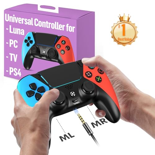 Ymir Wireless Luna Controller für Fire TV Stick,Gaming Controllers Alternative for Amazon Luna,PC Bluetooth Gamepad für Tablet iPad Handy,ALPS Joysticks ohne Drift Turbo Gyro 1200mAh Akku Rot Blua