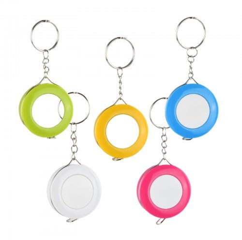 5 Cinta Métrica Retráctil para Sastrería Corporal, Cinta Métrica para Coser con Llavero, Cinta de Costura para Medir Longitud, Pecho, Cintura, 150 cm/59 Pulgadas, 5 Colores