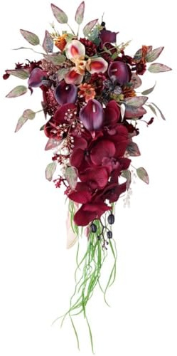 HiyyFloy Brautstrauß, Künstliche Rosen Für Die Braut, Künstlicher Blumenstrauß Für Die Brautjungfern, Kaskadenförmiger Wurfstrauß Für Rustikale -zeremonien Und Jubiläumsfeiern
