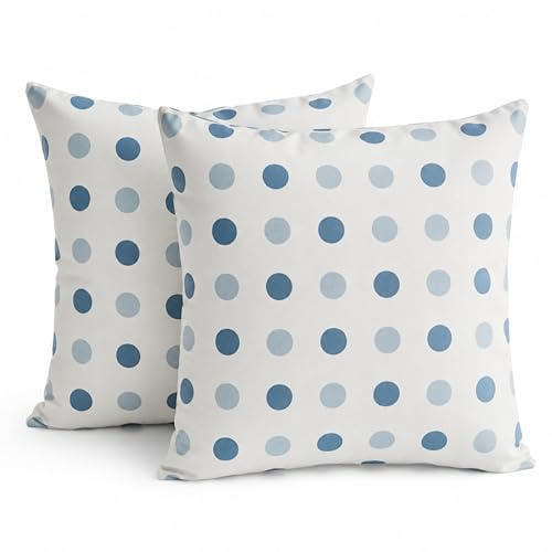 TIN DREAMS FACTORY | Pack de 2 Fundas de Cojín 45x45 cm Estampado Círculos Azul – Desenfundables y Lavables – Almohadones Modernos – Hechas en España – Decoración Hogar, Cama, Sofá, Sillón