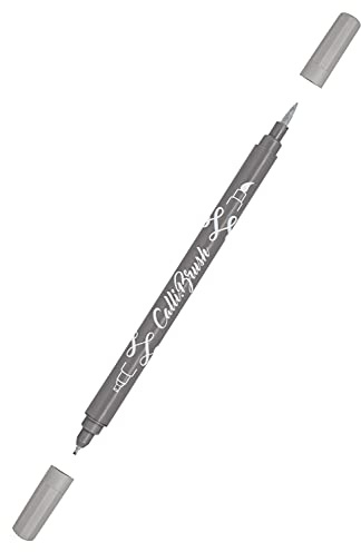 ONLINE,19072/6,Calli.Brush AA8Pen mitDouble-Tip, Pinsel- undKalligraphie-Spitze, Handlettering Brush-Pens in verschiedenenFarben, bunte Bullet-Journal Stifte für Kalligrafie, Aquarell, Farbe: Grau