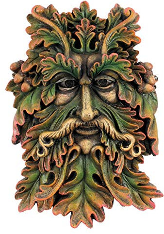 Stunning Green Man Face Plaque - 22.5cm x 15cm (1 Pc.) - Unique Wall Art Deign & Durable Resin Outdoor Decoration - Perfect for Garden Decor & Gift Idea
