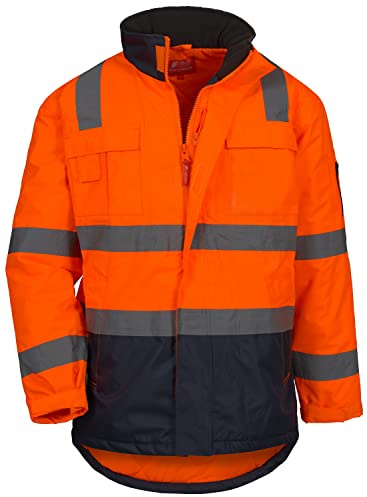 Nitras Parka de advertencia para hombre, resistente al agua y a la suciedad, con capucha extraíble en color naranja guerrero talla S, Warnorange, S