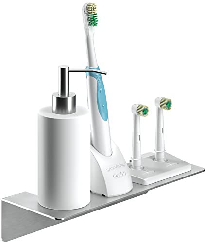 WEISSENSTEIN Badablage ohne Bohren aus Edelstahl - Selbstklebende Ablage fürs Bad - 24 x 9,5 x 5 cm