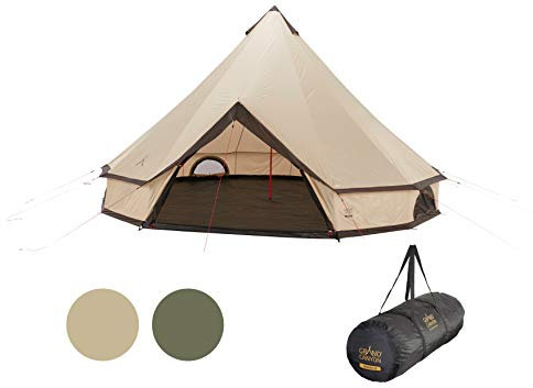 Grand Canyon INDIANA 8 - tenda rotonda per 8 persone | tenda famiglia, tenda gruppo, tenda piramidale, tipi | Mojave Desert (beige)