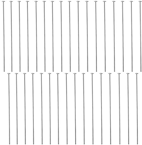 DIY925 40 Stück Kopfstifte Prismenstifte 925 Sterling Silber 70mm x Ø 0,5mm Kopf 1,8mm für Kettelstifte Ohrhänger Schmuckherstellung DIY