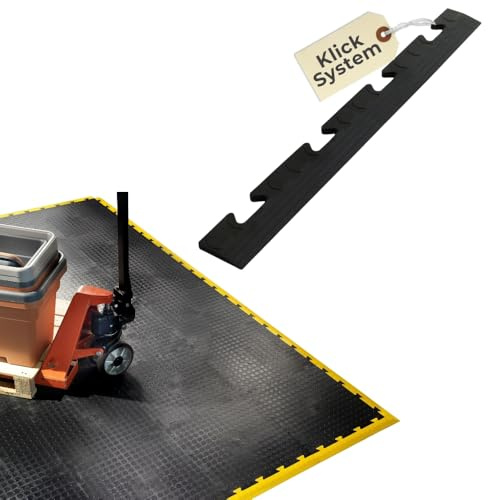 10x Randleisten Female Schwarz Klickfliesen Bodenplatte Kunststoff Garage Garagenboden Klickfliesen Werkstattboden PVC Fliesen Garage Industrieboden Platten Gewerbeboden