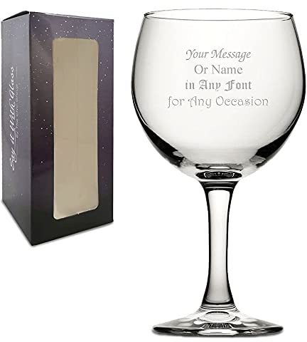 Personalised Engraved Tendance Cocktail Gin Glass with Gift Box, Personalise with Any Message
