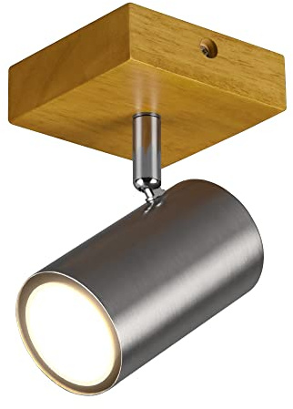 Trio Leuchten Spotleuchte Marley 812400107, Metall Nickel matt, Holz, exklusiv 1x GU10, Flex Connect