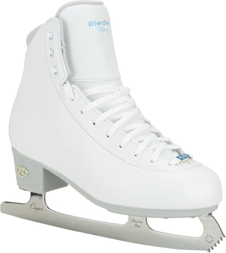 Riedell Topaz Adult Ice Skates for Women and Men - Supportive, Comfortable, Moisture-Wicking Adult Ice Skates with Stainless Steel Eclipse Capri Blade - White - 8