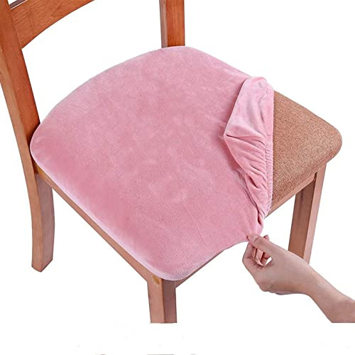 Homaxy Fundas Sillas Comedor, Muy Fácil de Limpiar Duradera, Modernas Funda Asiento Silla, Fundas Elásticas Chair Covers Lavables (Rosa, Paquete de 6)