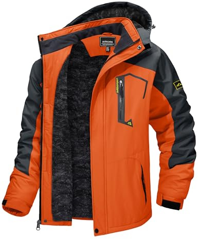 TACVASEN Winter Jacket for Men - Ski Snowboard Warm Fleece Coat With Hood - Water Resistant Raincoat Parka