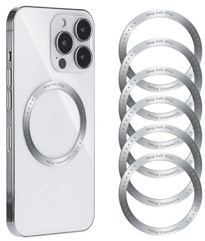 [6pcs] ReFind MagSafe Ring for Phone Conversion – MagSafe Converter for Wireless Charger and Wallet. Strong Sticker with 3M Adhesive for Android, iPhone, and Samsung (Silver) | MagSafe Converter for Wireless Charger and Wallet, 3M Adhesive for Android, iPhone and Samsung