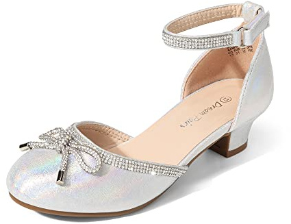 DREAM PAIRS Eleganti Principessa Scarpe Kids Ballerine Bambine Scarpe Festa Matrimonio Lucida Festa Scarpe,Size 35,Argento,SDFL2318K