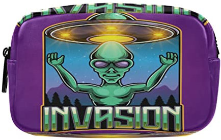 Invasion Extraterrestre Soucoupe Volante Trousse Élève Scolaire Sac à Crayons Poche Crayon Cosmétique Sac Grande Capacité pour Garçon Fille Ado