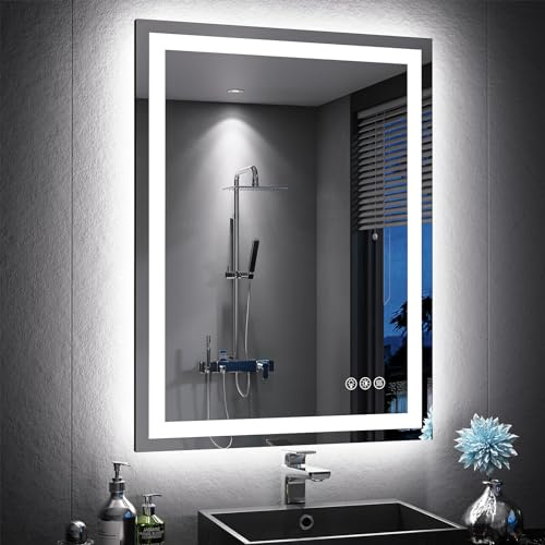 Brightify LED Bathroom Mirror with Lights, 24x32 LED Bathroom Mirror-Front & Backlit, 3 Colors Dimmable, Anti-Fog Wall Mounted, Vanity Mirror with Lights, Shatter-Proof (Horizontal/Vertical)