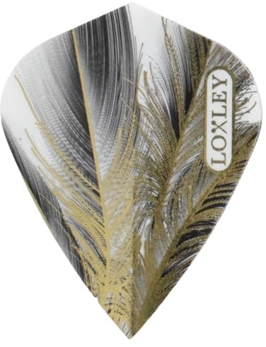 Loxley Feather Grey & Gold Kite - Dart Flights