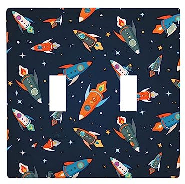Rocket In Space Unbreakable Midsize Outlet Cover,Impact Resistant Switch Plate,Decorative Wall Plate Cover