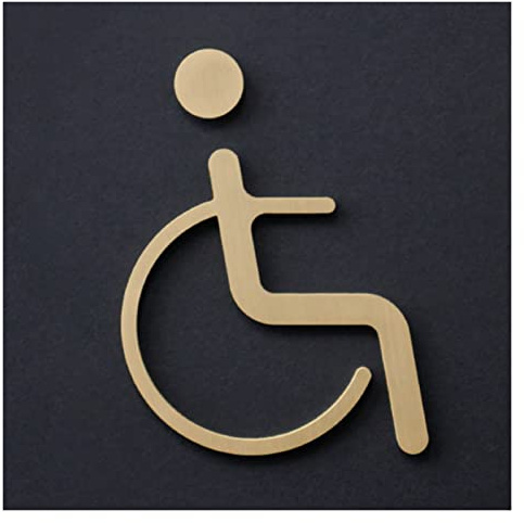 SnamicE Panneau de Toilettes, Ensemble de Panneaux en Laiton pour Hommes et Femmes, Panneaux de Porte de Salle de Bain Modernes, signalisation de WC (handicapé) (handicapé) (handicapé)