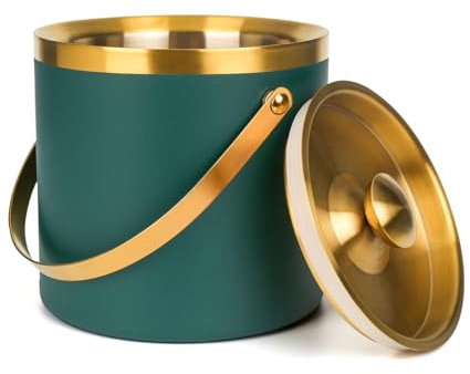 3L Double-Wall Insulated Stainless Steel Ice Bucket with scoop for Cocktail Bar - Metal Ice Bucket for freezer with Lid for parties,Camping,and More!champagne bucket,bar cart accessories
