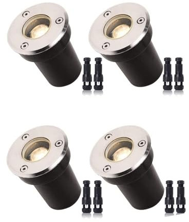 4 Stück LED Embedded Buried Lampe - Bodenstrahler Außen, 12 V-24 V Niederspannungs-Landschaftsleuchten Mit Kabelverbindern, IP67 Wasserdichte Bodenleuchten Für Den Außenbereich(Warm White,12v(1w))