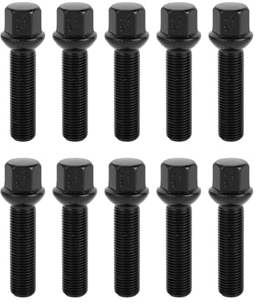 TUCKBOLD Radbolzen M14x1,5mm 50mm Schaftlänge Für Porsche 911 20 Stück | Für Porsche Boxster, Cayenne, Für VW Amarok, Multivan, Touareg, Transporter Bus, Material: Legierter Stahl, Farbe: Schwarz