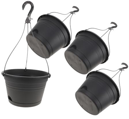 BESPORTBLE 4 Pièces De Balcon Conteneurs Suspendus Ronds Panier Suspendu Bac à Plante Suspendu Pot De Fleur De Jardin Grands Paniers Suspendus Jardinières Murales PP
