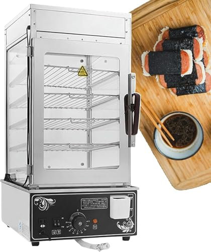 Hlixzoy Riscaldatore Elettrico per Armadietti per Alimenti, Vaporiera per Panini Commerciali con Conservazione del Calore in Acciaio Inossidabile da 1200 W con Manopola di Temperatura 30-110 °C