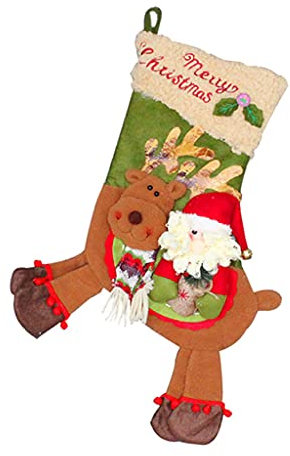 Klaisy Weihnachtsstrumpf 55,9 cm große Strümpfe 3D Weihnachtsmann Schneemann Rentier Taschen