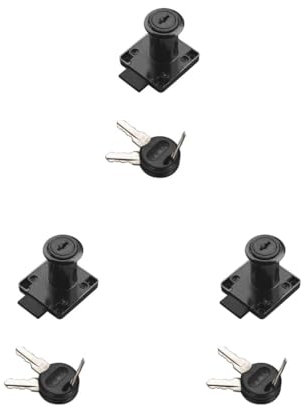 Lot de 3 serrures de sécurité pour tiroir de bureau, armoire, placard, noir, 32 mm