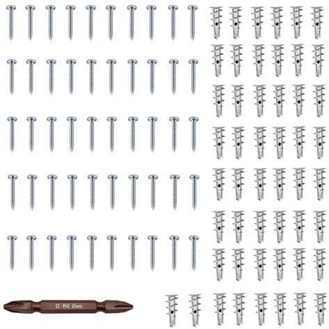 TocaFeank Vis et chevilles pour cloisons sèches,Ancrages et vis pour cloisons sèches - Vis d'ancrage pour montage mural - Ancrages Sheetrock et vis 8 x 1-1/4 pouces pour le montage, kit d'ancrages et