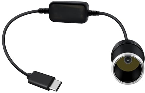 HuaLiSiJi USB C Macho a 12V Coche Encendedor Convertidor Cable de Alimentación 8W Para Tacógrafos, GPS (USB C, 1.2m)