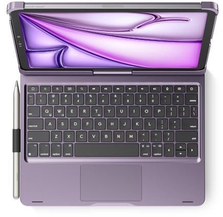 edaiser Swivel Keyboard Case for 2026 iPad Air 11-inch M4 M3 M2 & iPad Air 5th 4th Gen & iPad Pro 11 inch (4th-1st, 2022-2018) 360 Rotatable Cover with Pencil Holder Trackpad Backlit, Metallic Purple