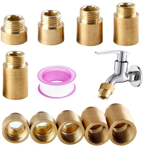 SVOCK 5Pcs Shower Head Extension Arm, 1/2 Inch x 10 mm/15 mm/20 mm/25 mm/30 mm Shower Head Extender Brass Pipe Fitting Extension, Length Pipe Fitting Shower Head Extender for Fixed Shower Head Piping